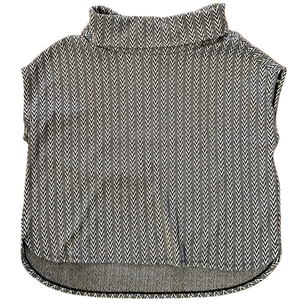 CHAUS New York Women’s Large Cowl Neck Pullover Black White Print oversized